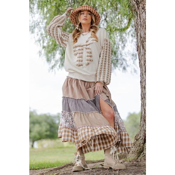 easel Dresses & Skirts - 10E13***Easel Tiered Patchwork Maxi Skirt